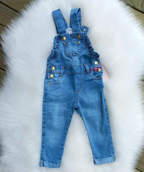 Jardinhera jeans com regulagem menina