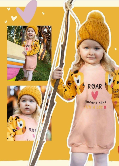 Vestido manga longa tigre