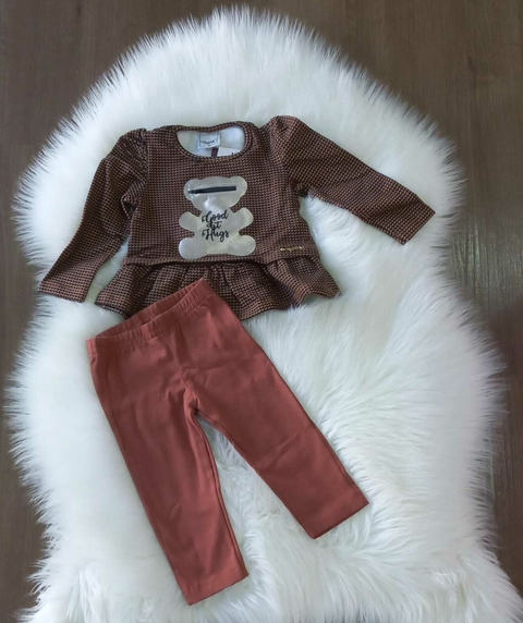 conjunto manga longa ursinho