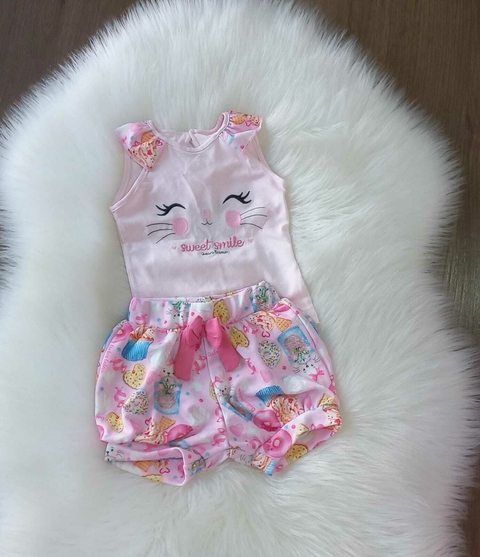 conjunto blusa cotton e bermuda