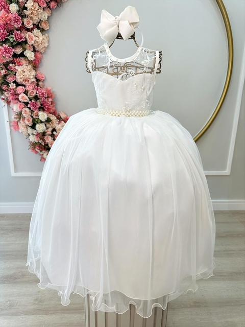 vestido daminha off longo