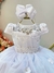 Vestido festa infantil branco com flores - comprar online