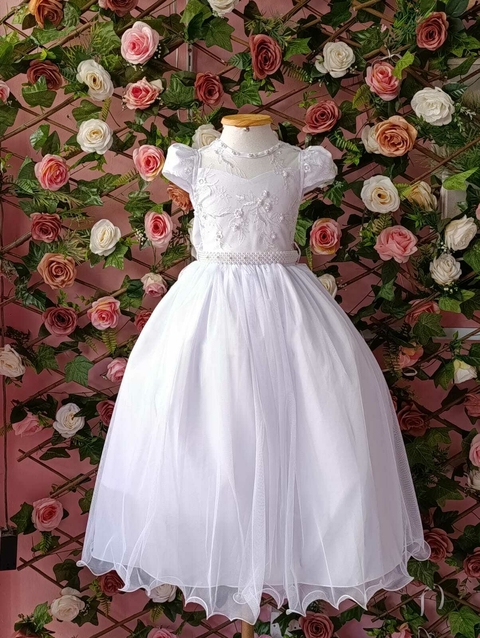 Vestido Batizado e daminha longo
