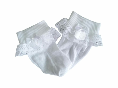 Meia dobradinha na canela de lacinho