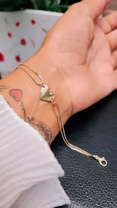 Pulseira Dupla Coração Liso