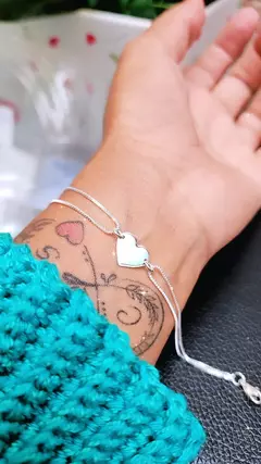 Pulseira Dupla Coração Liso