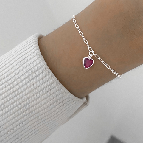 PULSEIRA DE PRATA RUBI