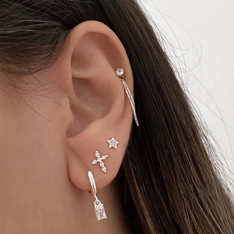 BRINCO DE PRATA ESTRELA CRAVEJADA - comprar online