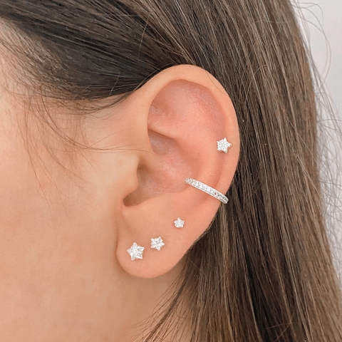 PIERCING ESTRELA CRAVEJADA BASE RETA