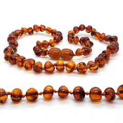 COLAR DE ÂMBAR ADULTO BARROCO COGNAC POLIDO - 45 CM - comprar online