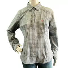 Camisete Feminina TXC ML Custom Xadrez Tons Azul Bordado Rosa 12181L