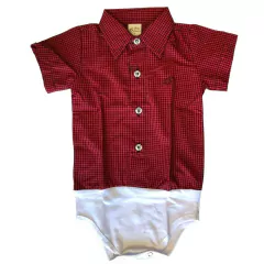 Body Baby Ranch MC Xadrez Vermelho/Preto B105