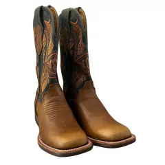 Bota Goyazes Masculina Marrom Cano Stong Verde Bordado 241501-CP