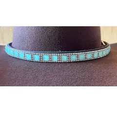 Bandinha Para Chapéu Strass Verde Claro Couro Café BC95 na internet