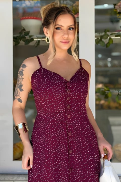 Vestido Midi Alcinha Viscolinho Lumiere Marsala - comprar online
