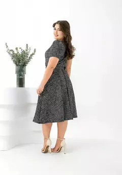 Vestido Evangélico Pérola Preto Mesclado com cinto - Marandola Moda