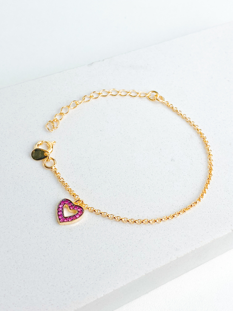 Pulseira Infantil Coração Vazado pink - comprar online