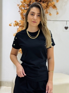 T-shirt Bordada Mangas Margaridas - loja online