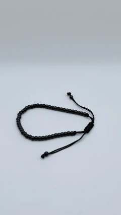 Pulsera de acero inoxidable- Bolitas negras ajustable
