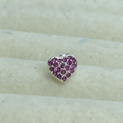 Labret coração com zircônias rosa