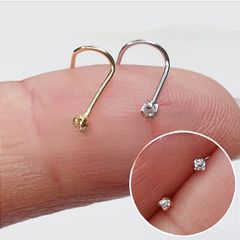 Piercing em ouro 18K zircônia cravada