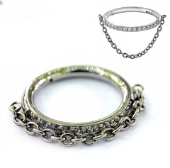 argola com zircônia e corrente