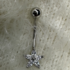 Piercing flor pedra zircônia ródio