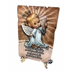 Lindo Quadro Decorativo Arte Sacra Anjo Da Guarda em MDF 14 x 19 cm (Bege modelo 3) - comprar online