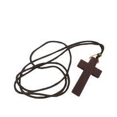 Kit 3 Colares Cordão de Crucifixo de madeira escura 30 cm - comprar online