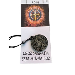 Colar Cordão Cruz de São Bento Com Medalha