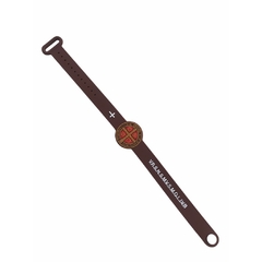 Pulseira Silicone Borracha De São Bento Com Regulagem na cor Marrom Católica na internet