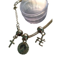 Pulseira Nossa Senhora Aparecida,Cruz e Fé Dourada na internet