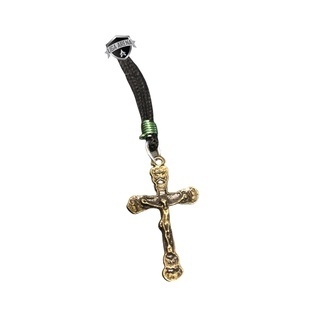 kit 3 Colares Cordão Com Crucifixo Cruz De Metal Prateado modelo 8