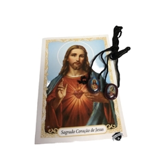 Colar escapulário do Sagrado Coração de Jesus com Folheto