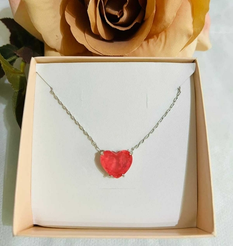 Colar coração P fusion Living Coral.