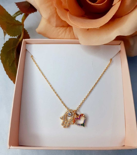 Colar Esc. Mão de Fát.coracao Mesclado.