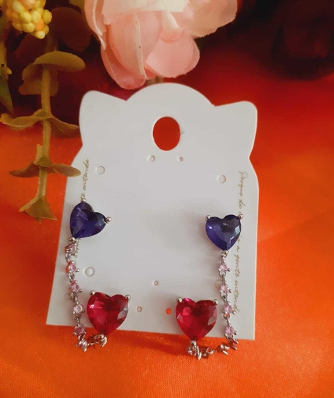 BR Coração Duo Pêndulo cravejado Ametis c/ kunzita.