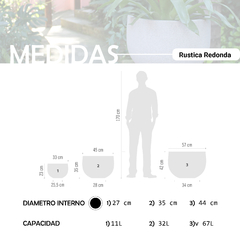 Maceta Importada Símil Cemento Rustica Redonda - tienda online