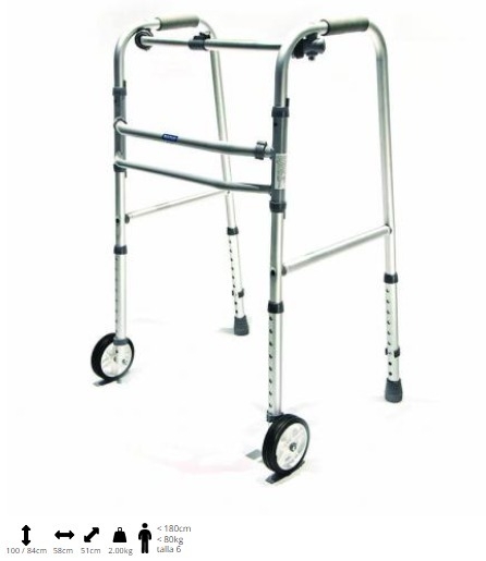 Andador Paso a Paso con Ruedas Regulable Aluminio