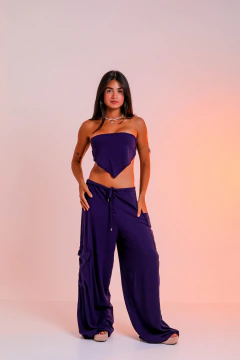 Conjunto Lenço e calça Cargo - azul - loja online
