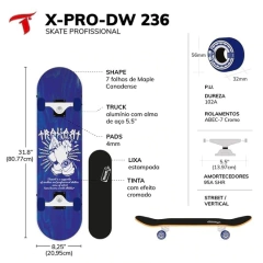 Skate Traxart X-Pro Blue Chrome Grafitti DW-236 - comprar online