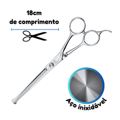 Tesoura Profissional Pontas Arredondadas 7 polegadas em Aço Cromado com Botão Regulador de Tensão 16cm Chalesco na internet