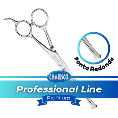 Tesoura Profissional Pontas Arredondadas 7 polegadas em Aço Cromado com Botão Regulador de Tensão 16cm Chalesco - comprar online