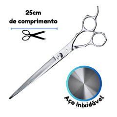 Tesoura Profissional Corte Reto 10 polegadas em Aço Cromado com Botão Regulador de Tensão 25cm Chalesco - Bella Colmeia