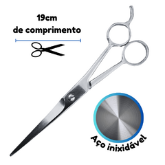 Tesoura para Tosa Profissional Corte Reto em Aco Cromado Chalesco - comprar online