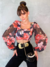 Cropped Manga Bufante Estampa Floral – Delicado e Fashion