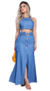 Conjunto Fivela Jeans Cropped e Saia Longa na internet