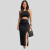 Vestido Midi Em Crepe De Malha Com Fenda Frontal Recortes Na Cintura - comprar online