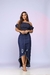 Conjunto Saia Longa Desfiada e Cropped Jeans