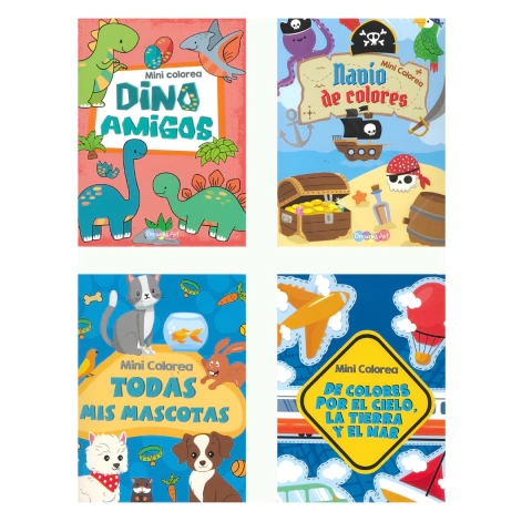 Set de 4 mini libros para colorear de colores